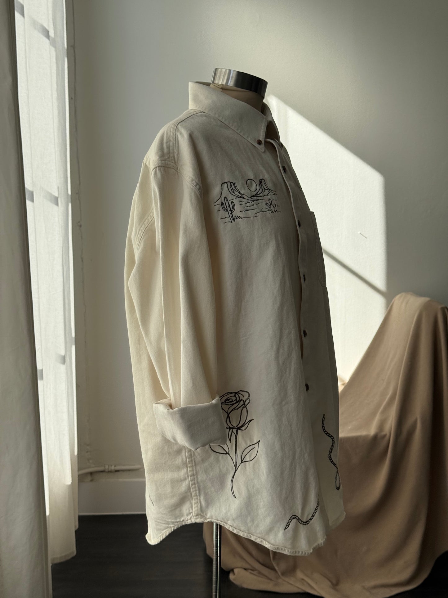 Jaxson Handcrafted Embroidered Shacket In Cream