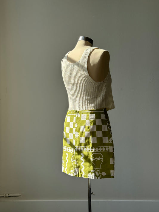 Harper Cotton Slit Front Mini Skirt In Avocado
