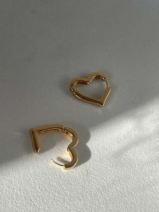 Halle Heart Stainless Steel Hoop Earring In Gold