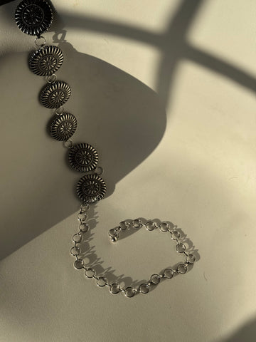 Henry Classic Metal Chain Belt In Antique Silver