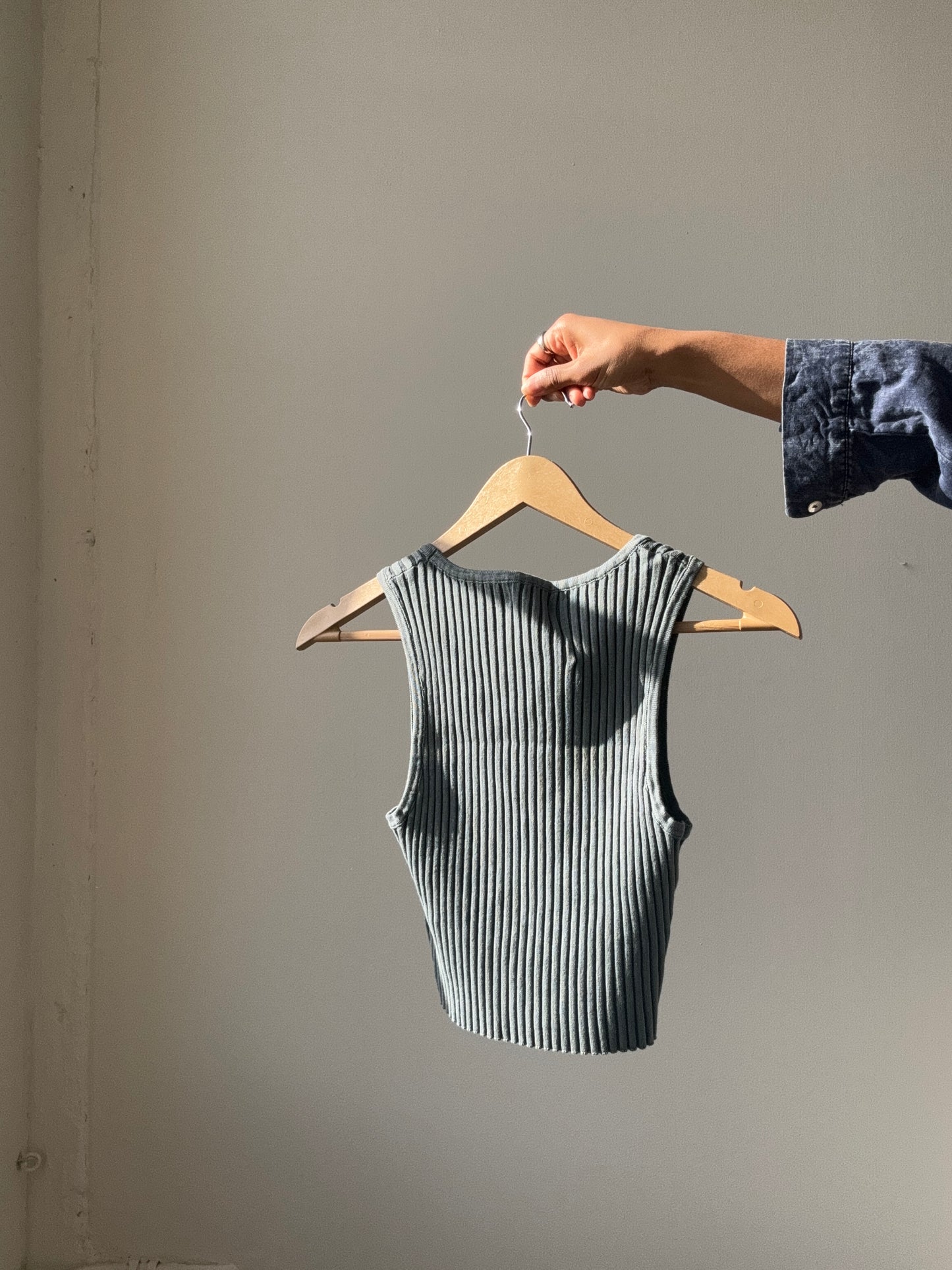 Nancy Cotton Ribbed Tank Top In Grey