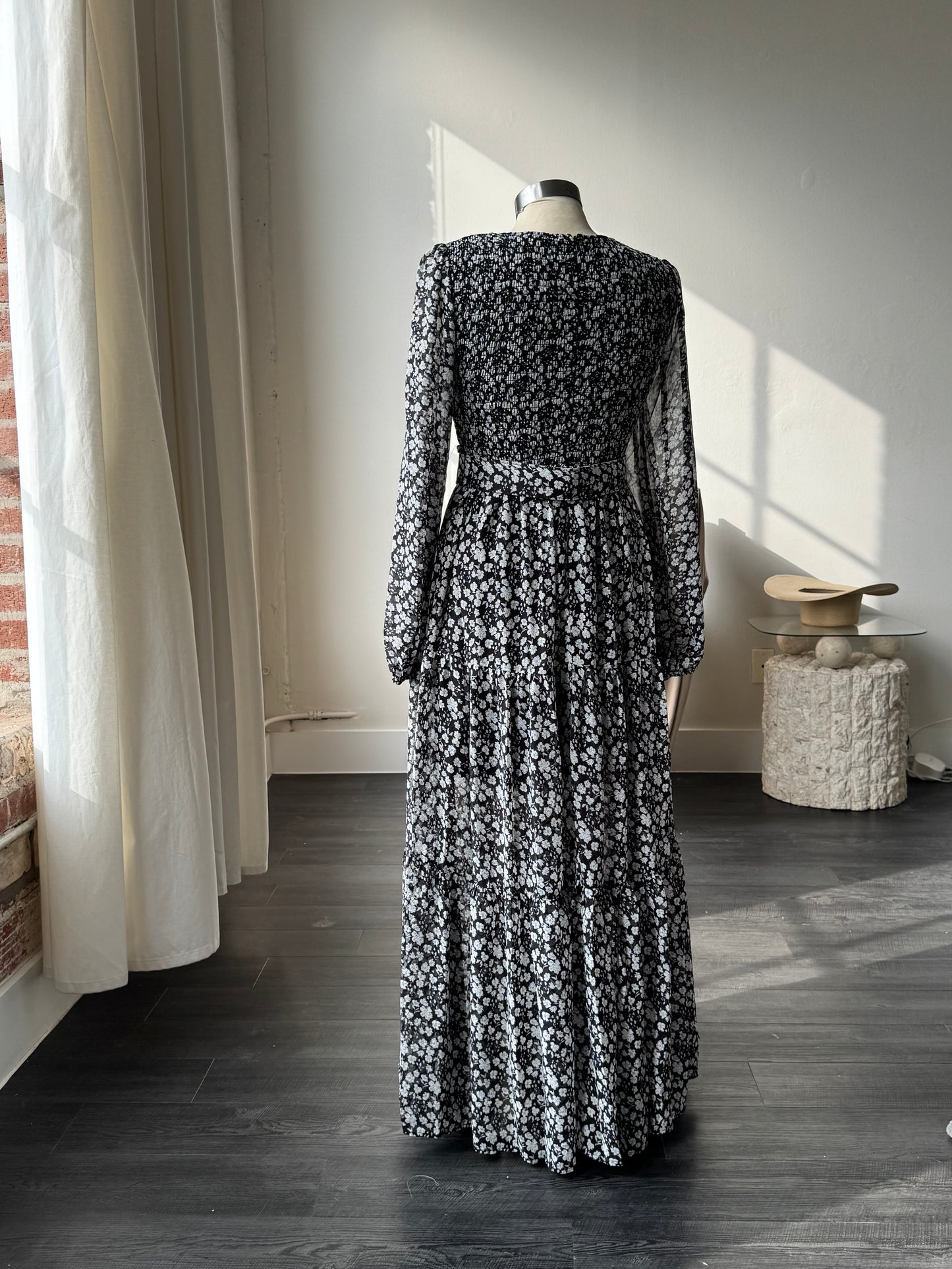 Melissa Floral Belted Maxi Dress In Black