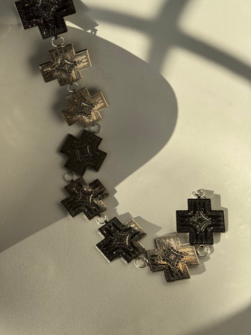 Clint Cross Metal Chain Belt In Silver