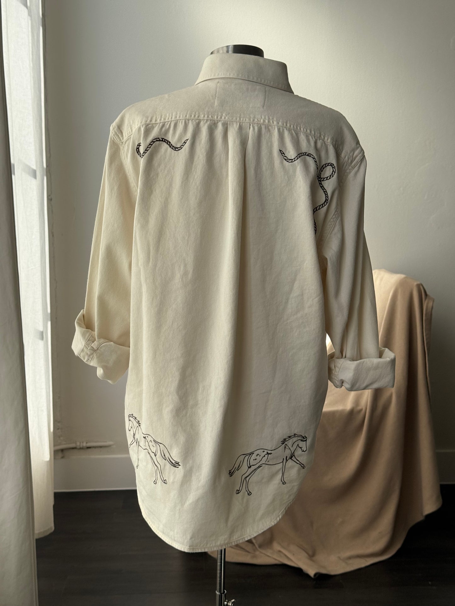 Jaxson Handcrafted Embroidered Shacket In Cream