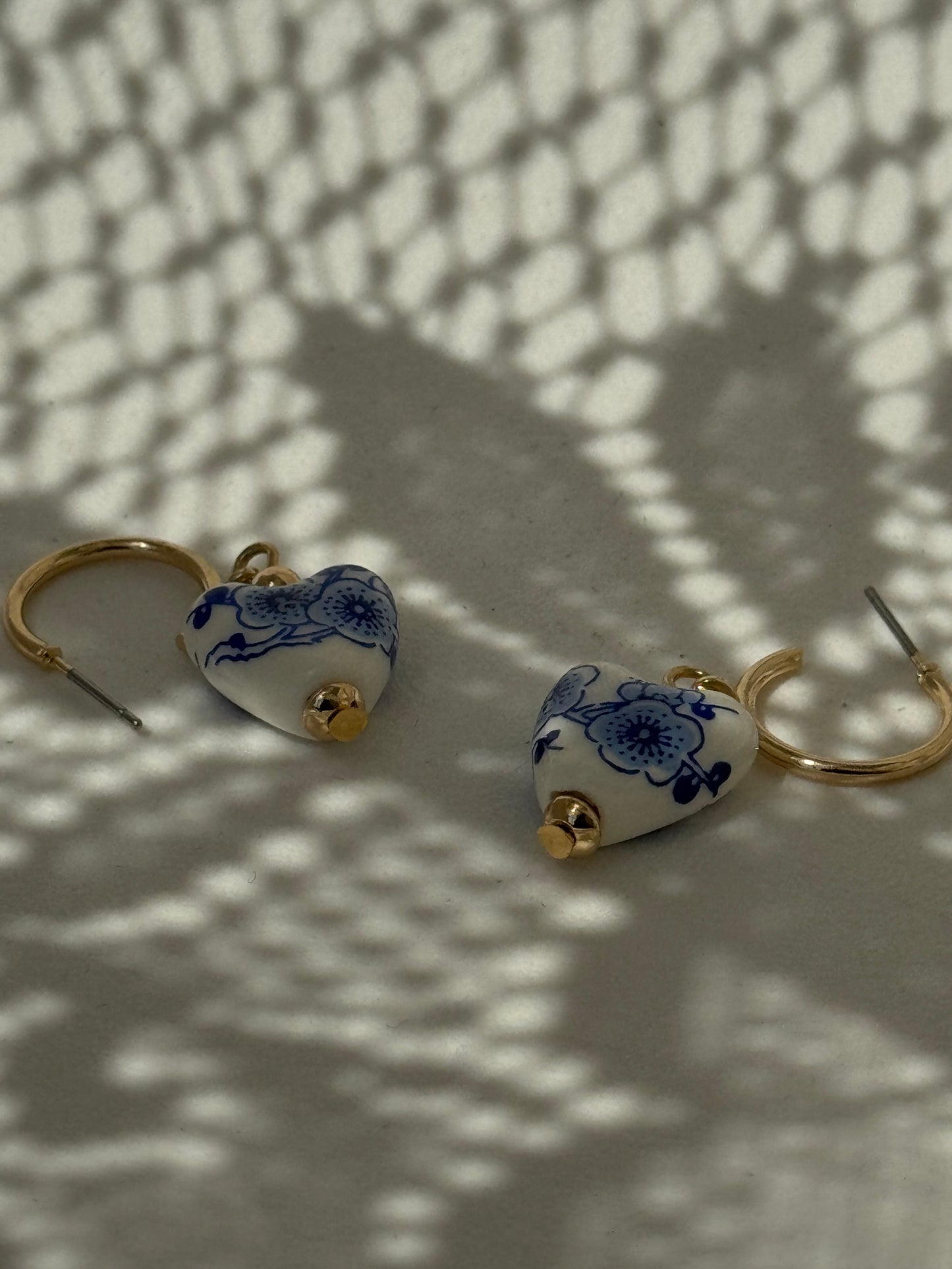 Chelsea China Glass Charm Drop Hoop Earring