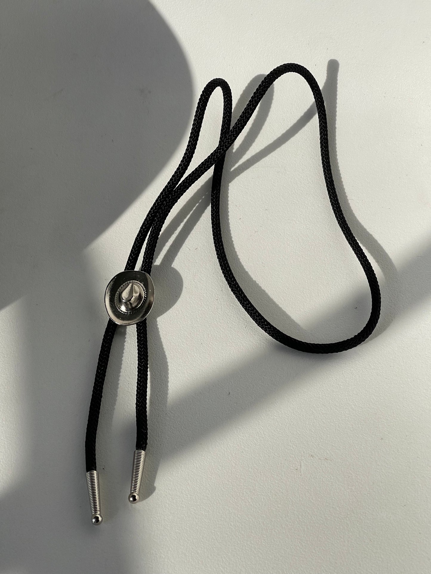 Silver Hat Handmade Black Cord Bolo