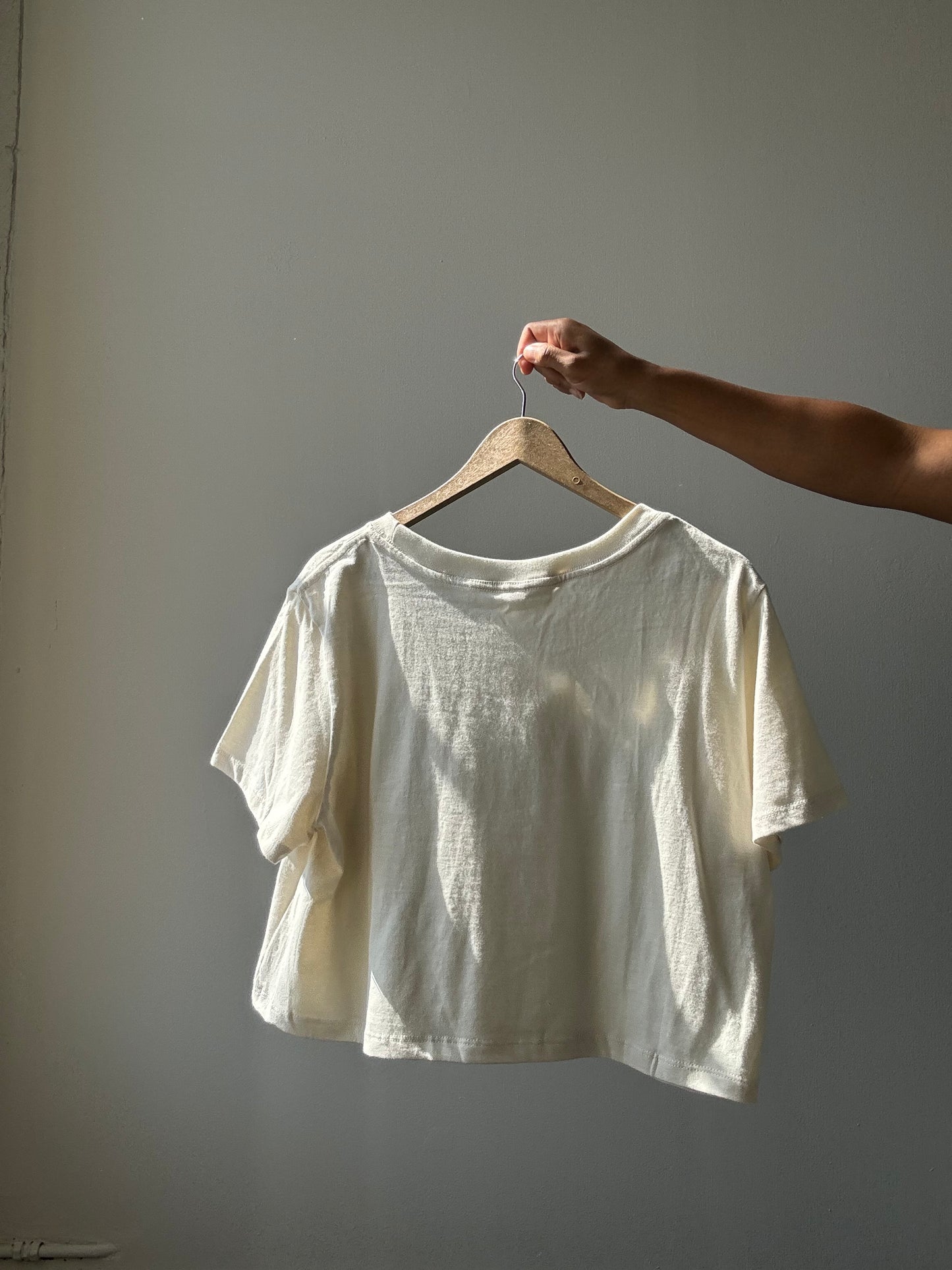 Dylan Classic Cotton Crop Tee In Cream