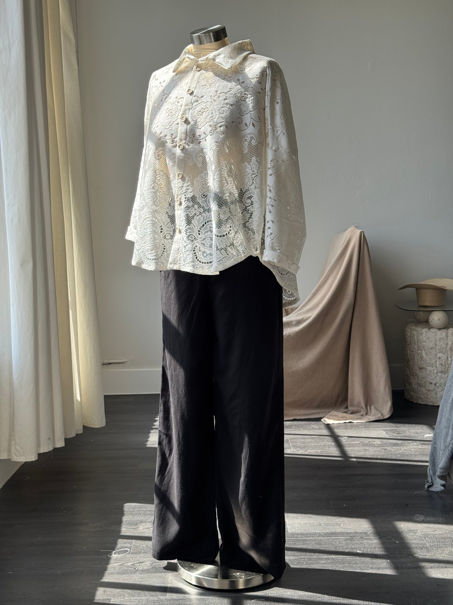 Sophie Cotton & Linen Relaxed Pants In Black