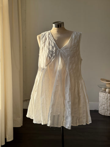 Billie Cotton V Neck Mini Dress In White