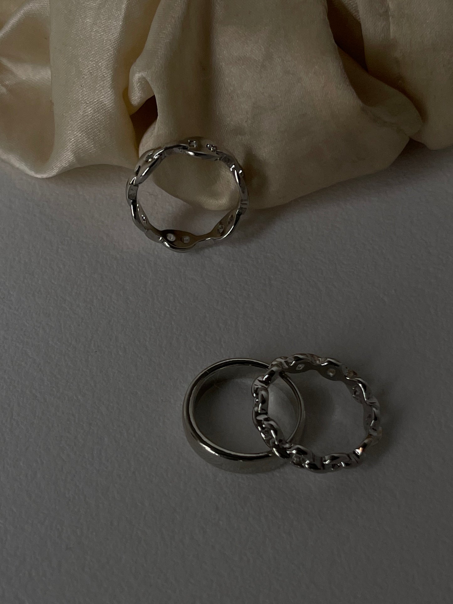 Caleb Links & Band Ring Set In Silver