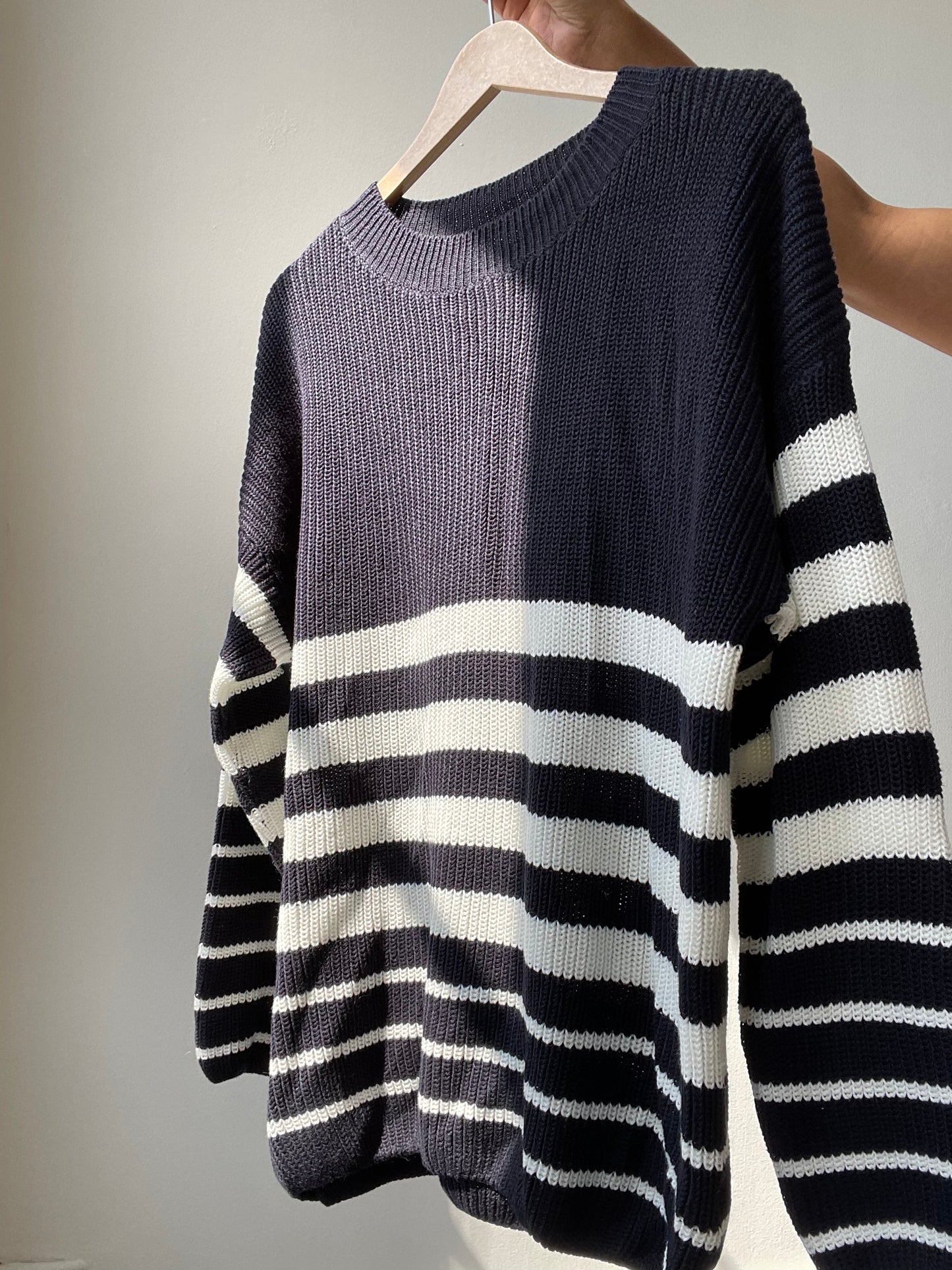 Rowlett Cotton Oversized Striped Sweater In Navy