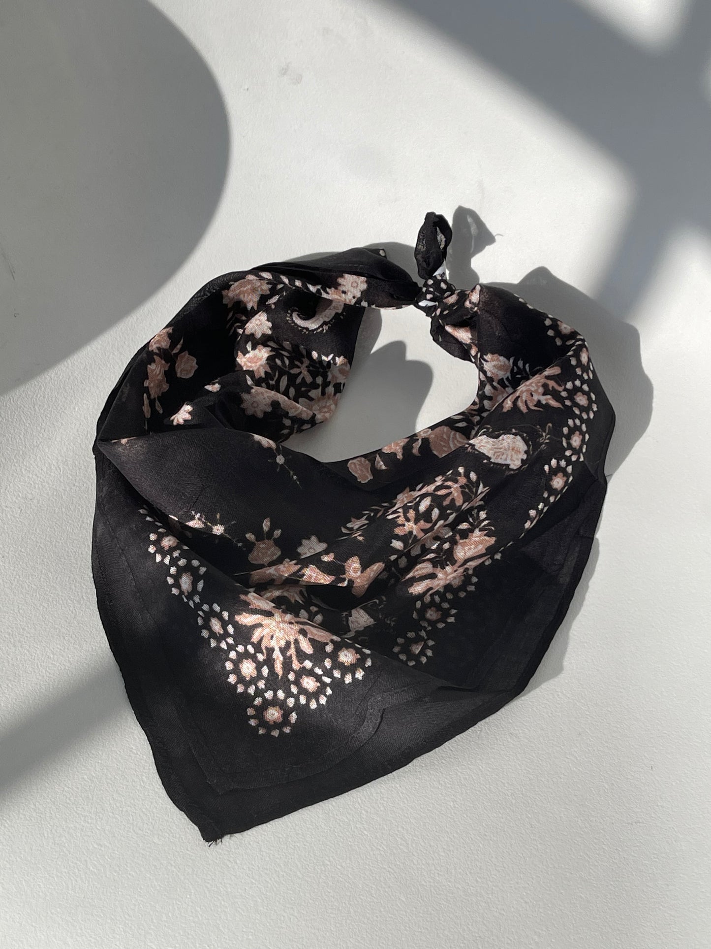 Coraline Ultra Soft Floral Bandana In Vintage Black