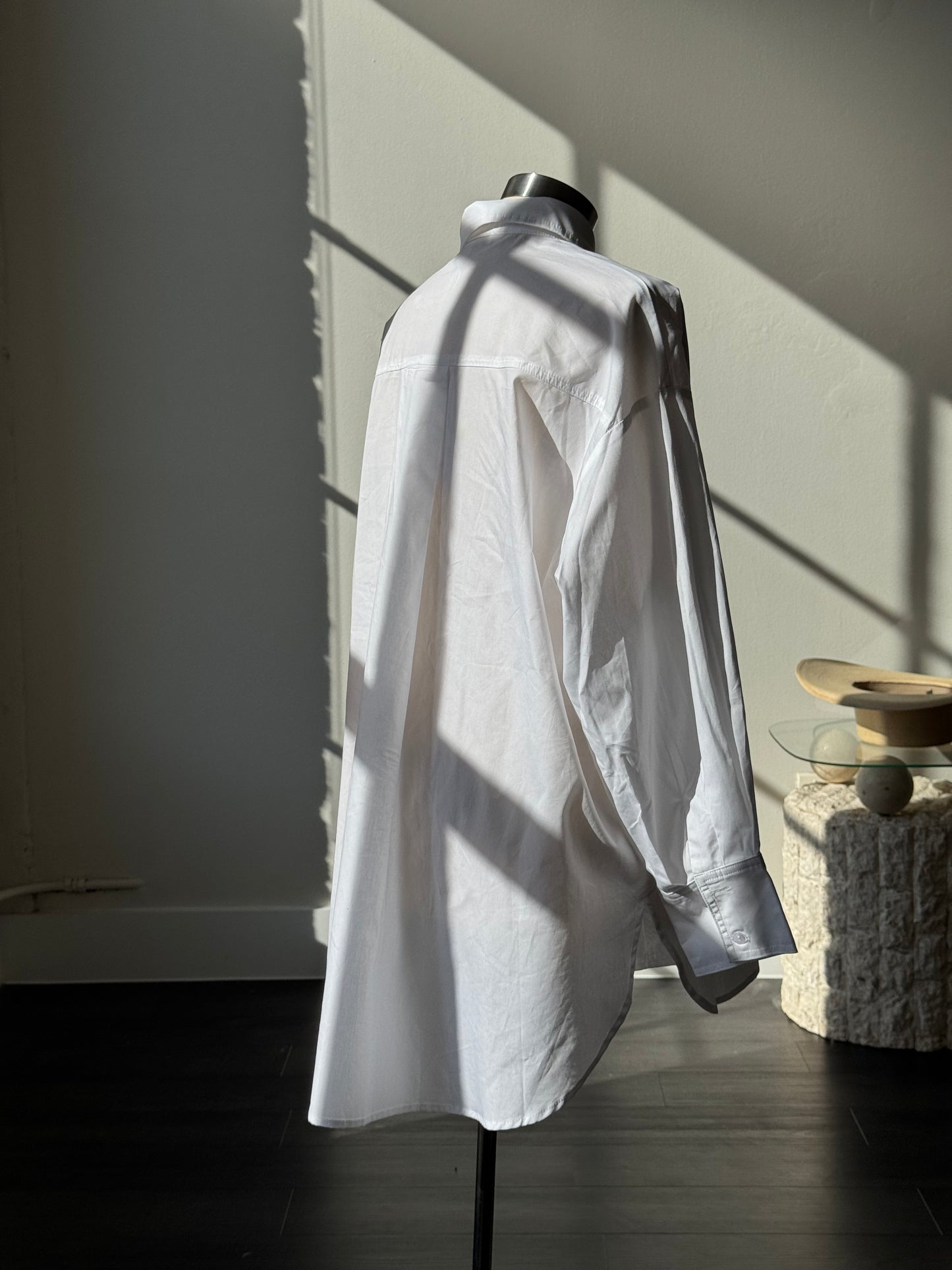 Dorothy Cotton Button Down Dad Shirt In White