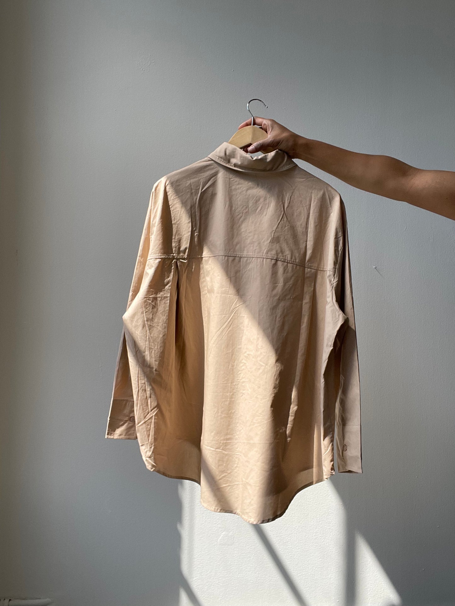Chase Cotton Oversized Button Down In Sand