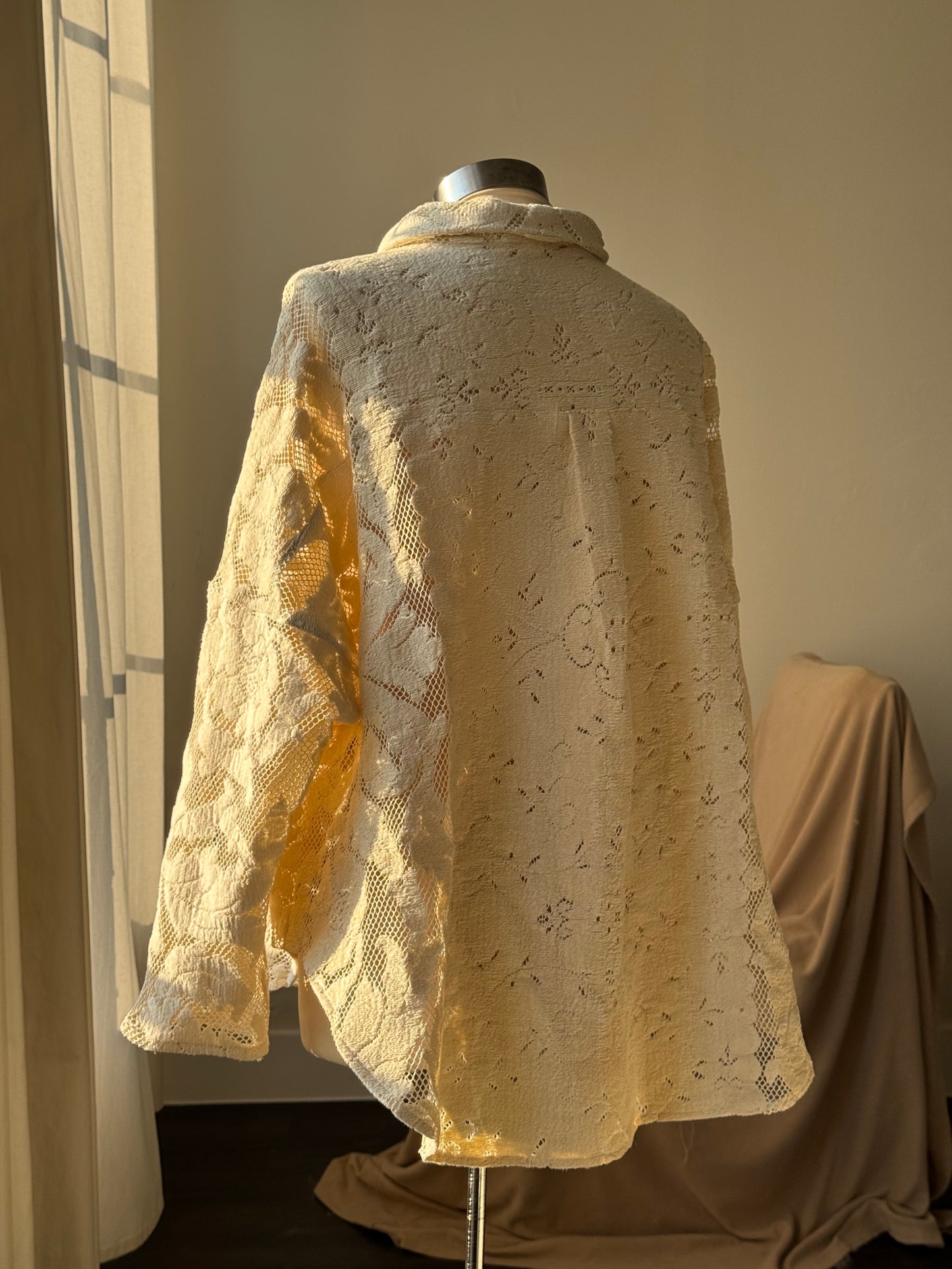 Ladell Handcrafted Vintage Shacket In Vanilla
