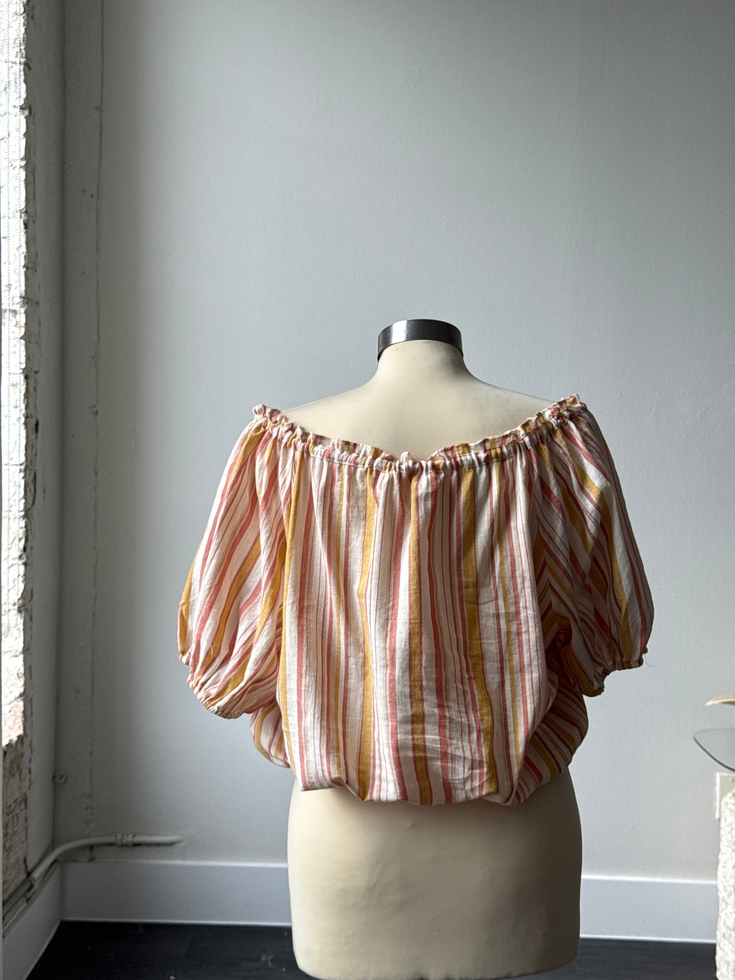 Amber Cotton Striped Top In Melon