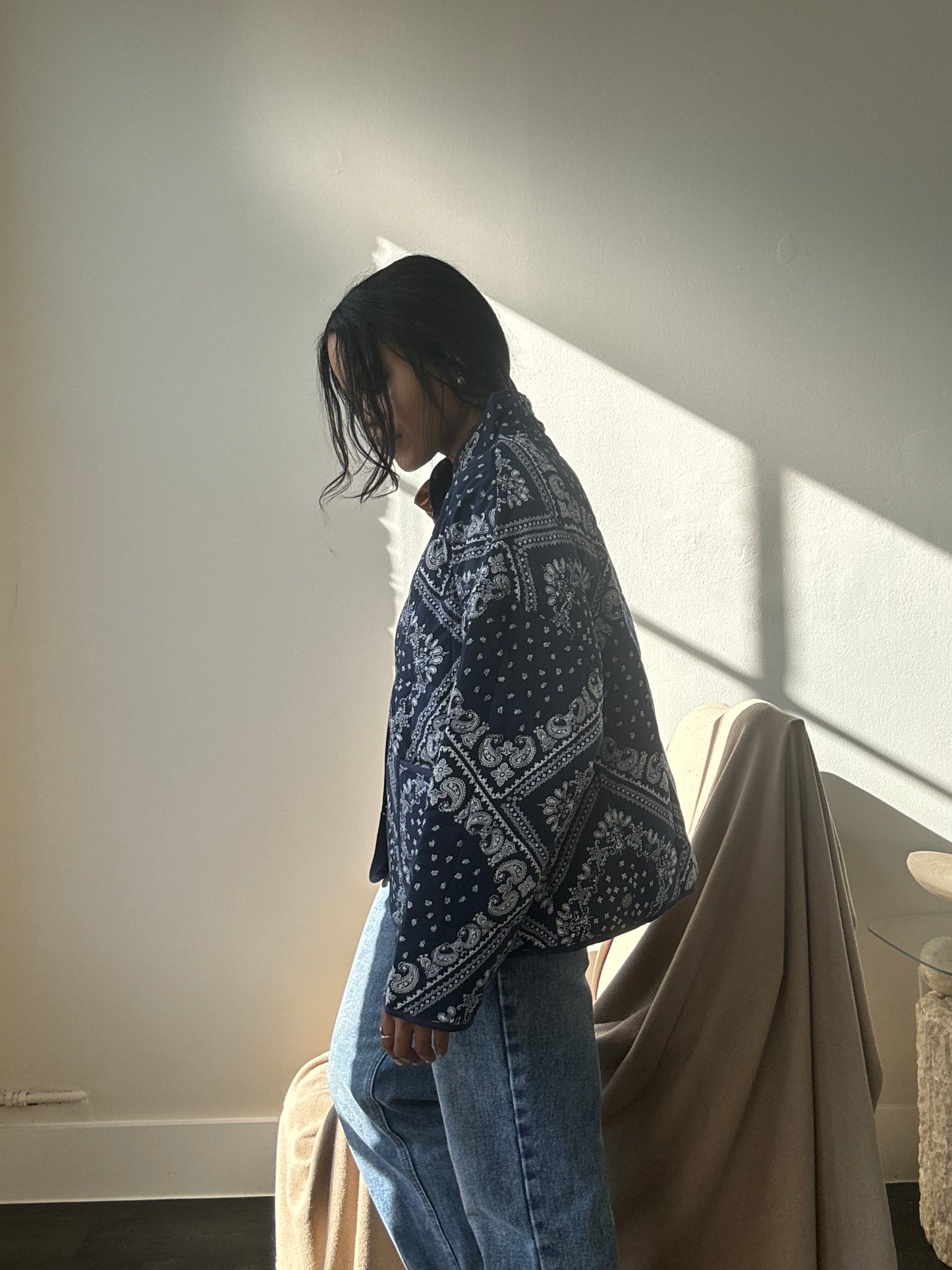 Lubbock Quilted Bandana Jacket In Navy