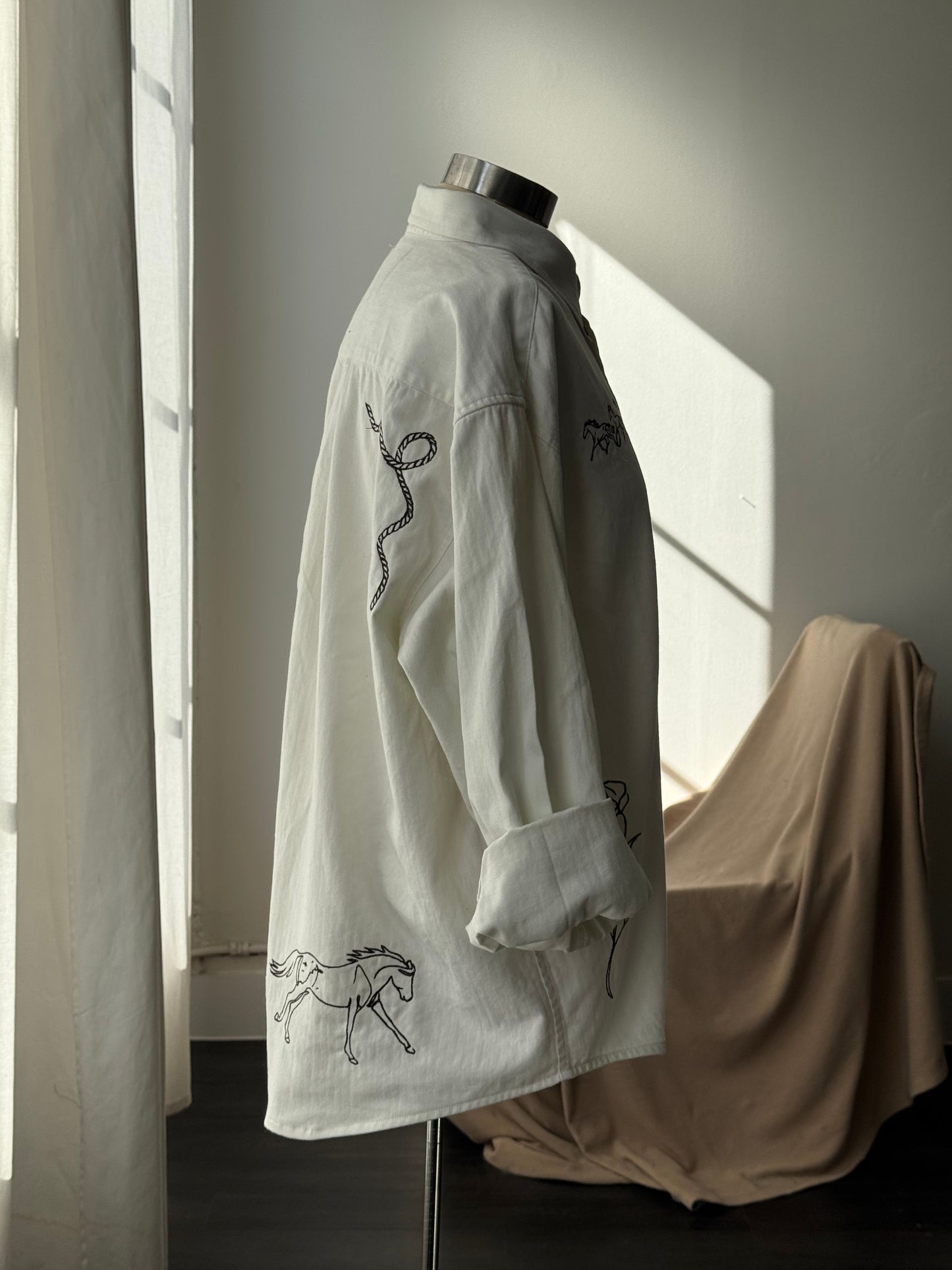Jaxson Handcrafted Embroidered Shacket In Wild Horse