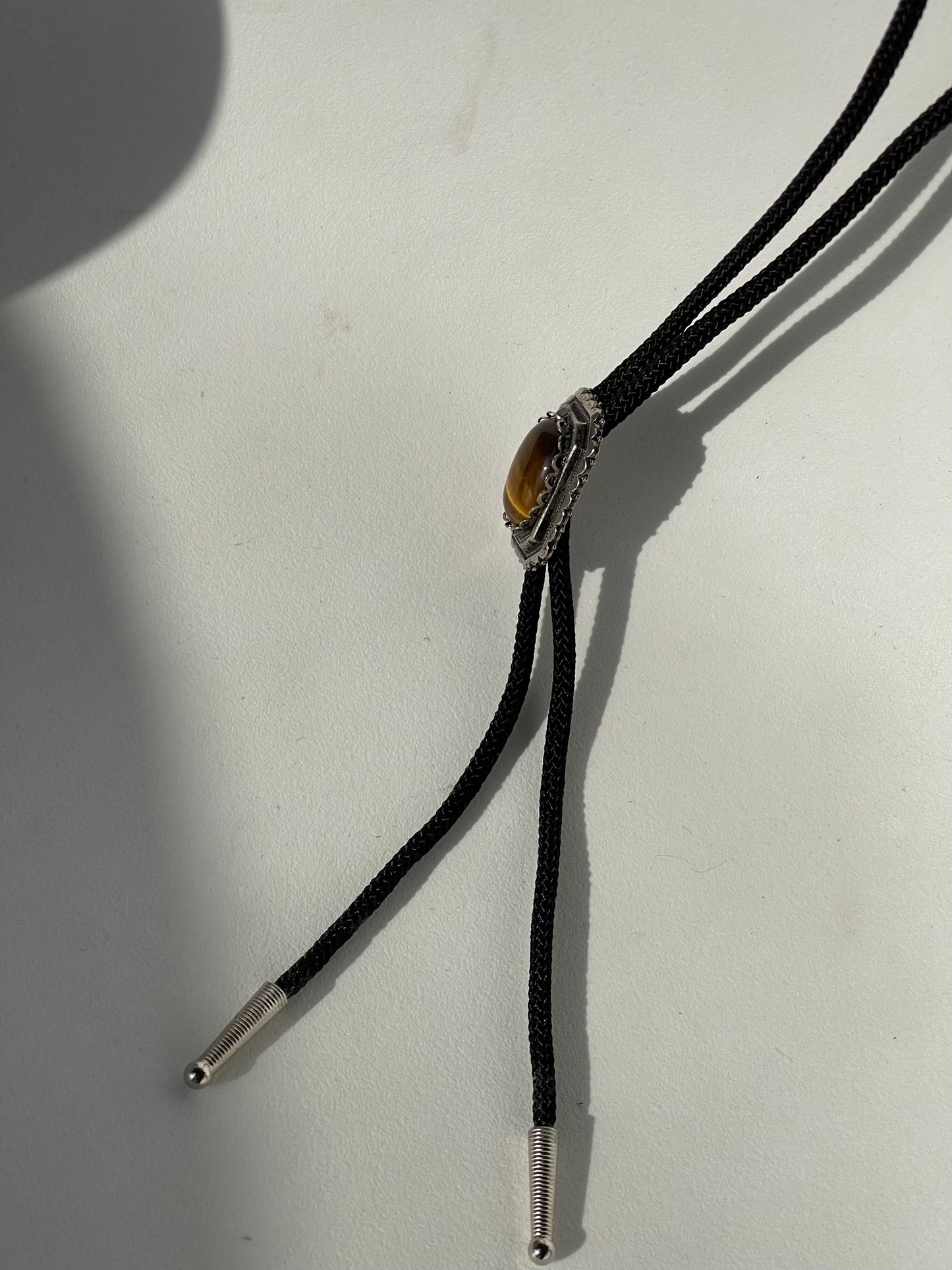 Tiger Eye Handmade Black Cord Bolo