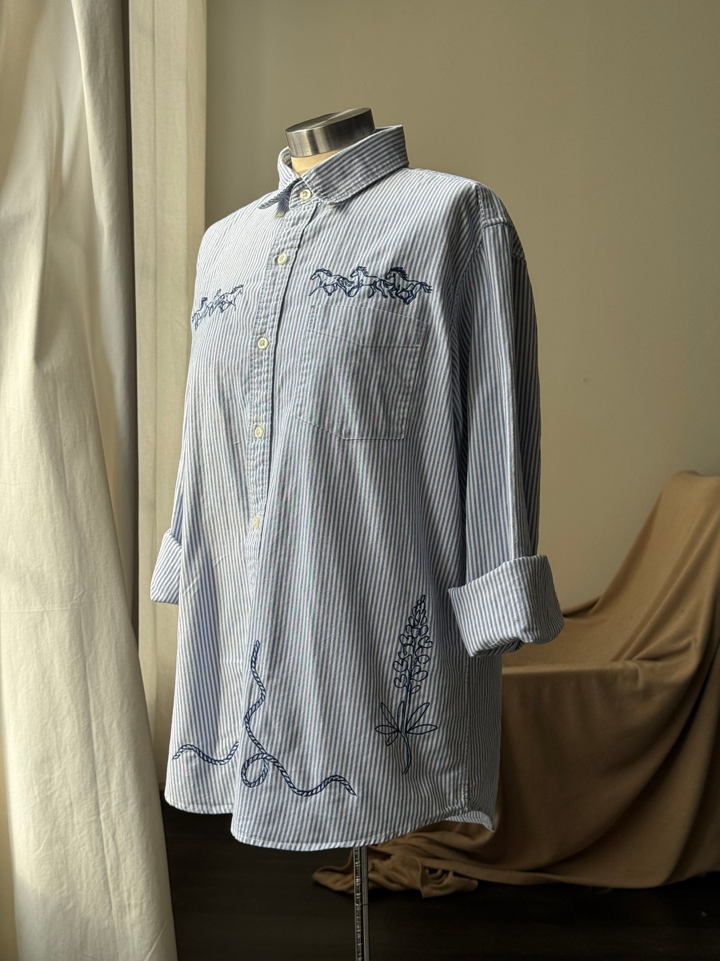 Jaxson Handcrafted Embroidered Striped Button Down