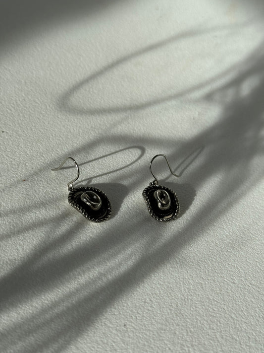 Cody Cowboy Hat Drop Earring In Antique Silver