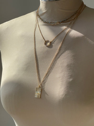 Charlies Beaded Layered Sunburst Necklace In Aqua