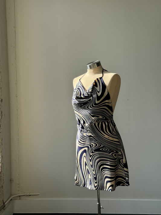 Dee Swirl Wave Mini Dress In Navy