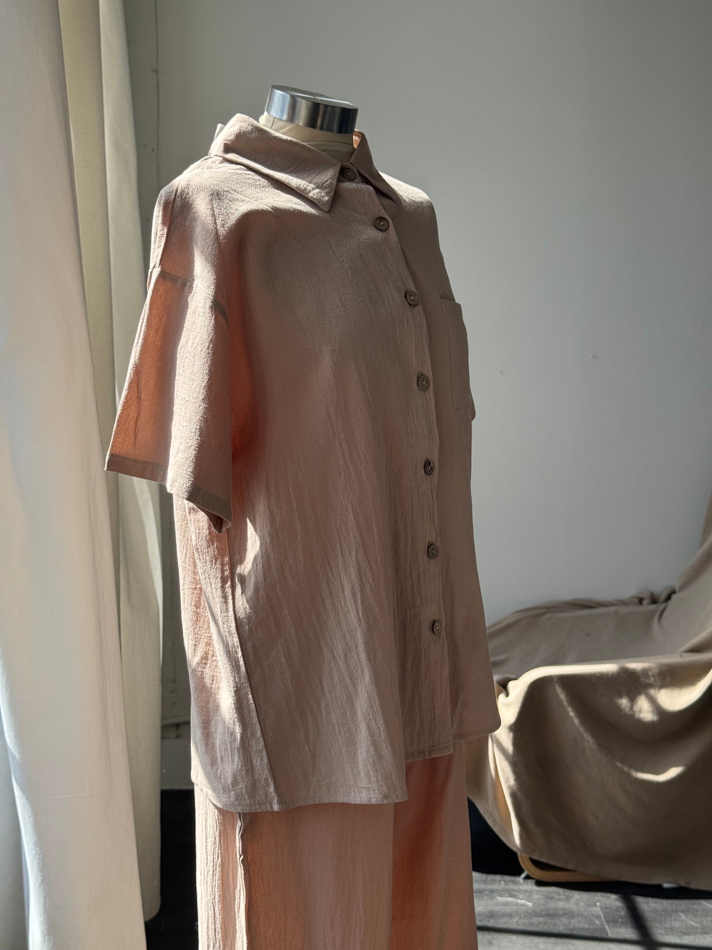 Melissa Cotton & Linen Short Sleeve Button Down