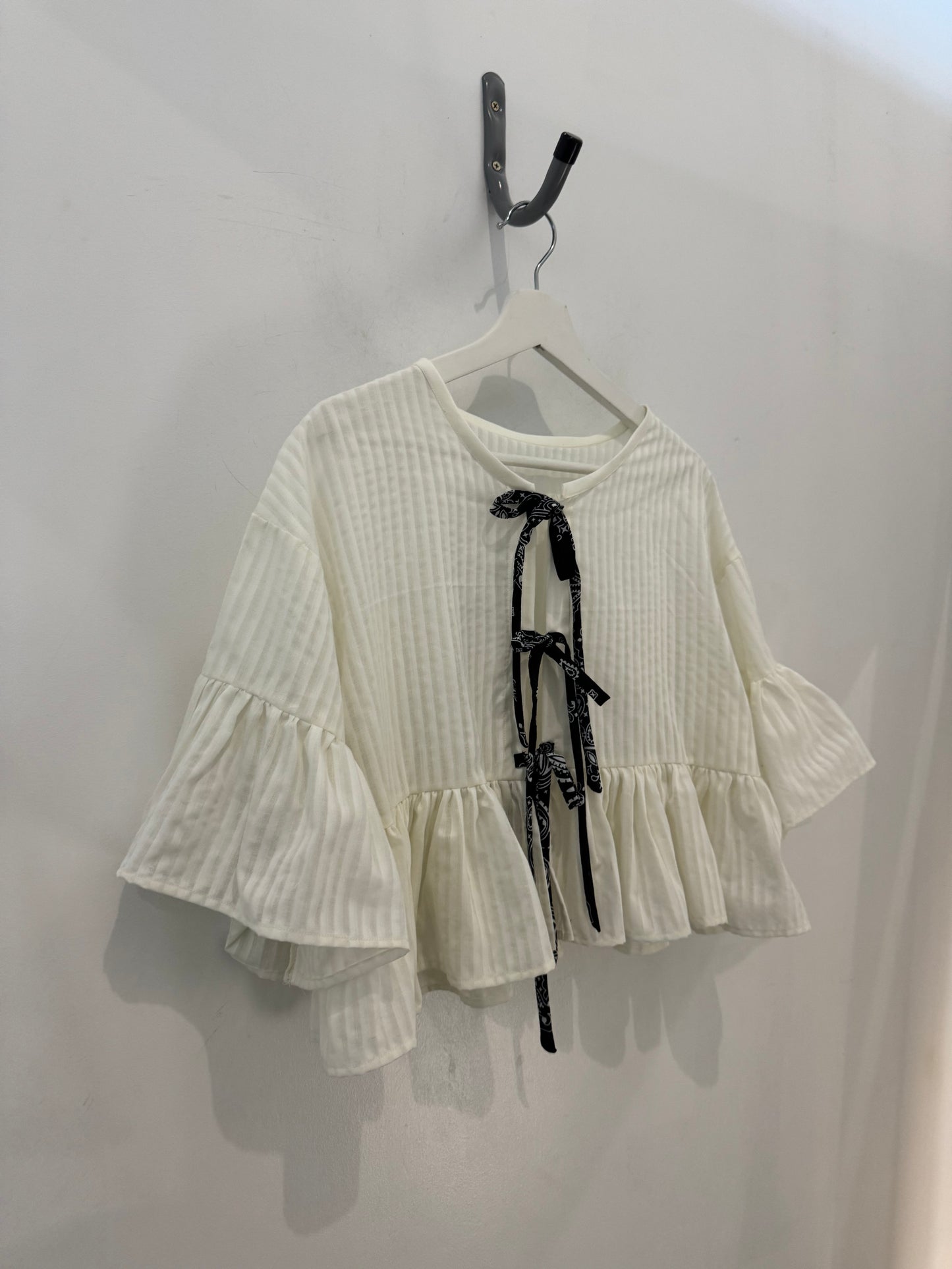 Joycie Vintage Handcrafted Ruffle Top Cream