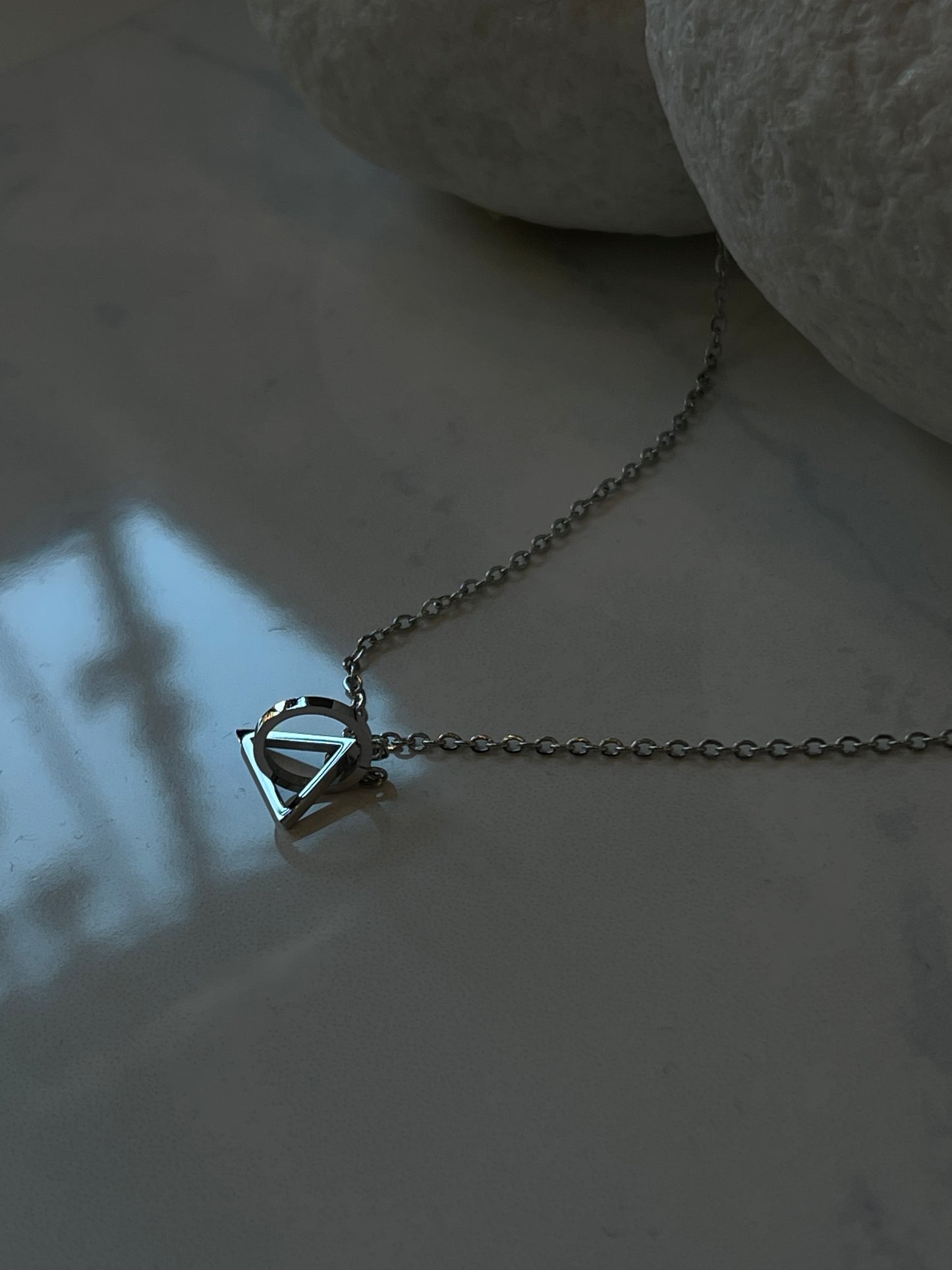 Troy Stainless Steel Infinity Triangle & Circle Link Mini Necklace In Silver