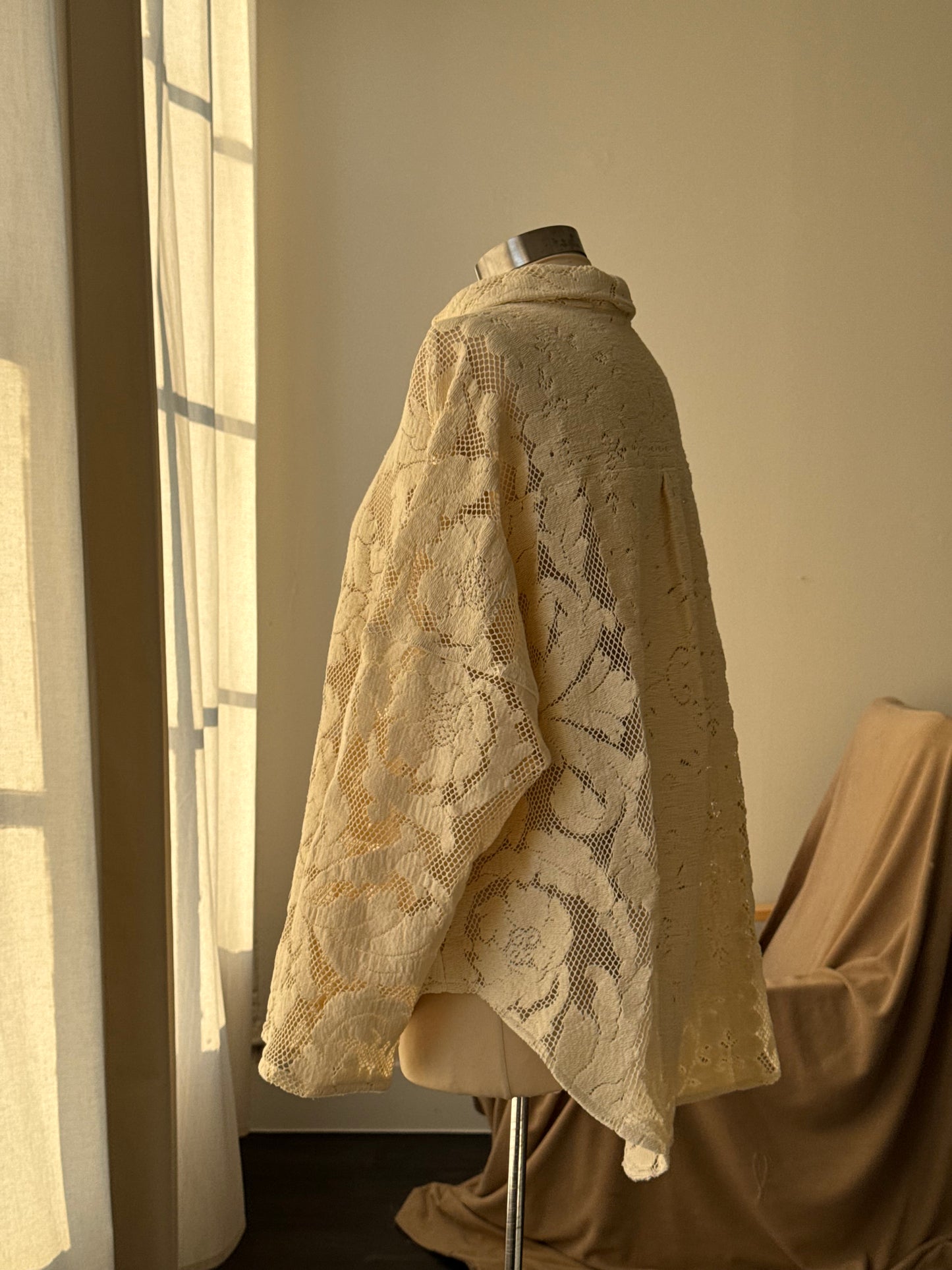 Ladell Handcrafted Vintage Shacket In Vanilla