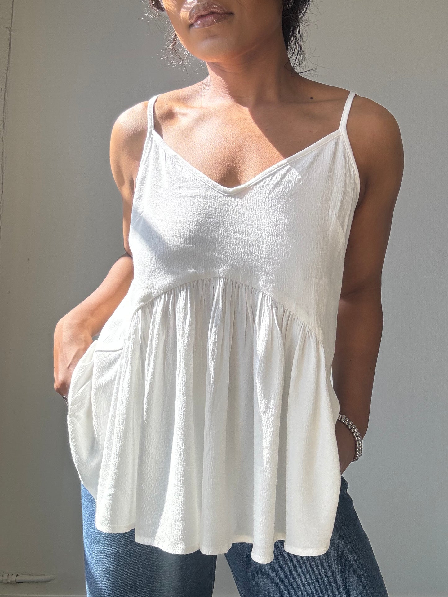 Sydney Cotton Open Back Cami In White