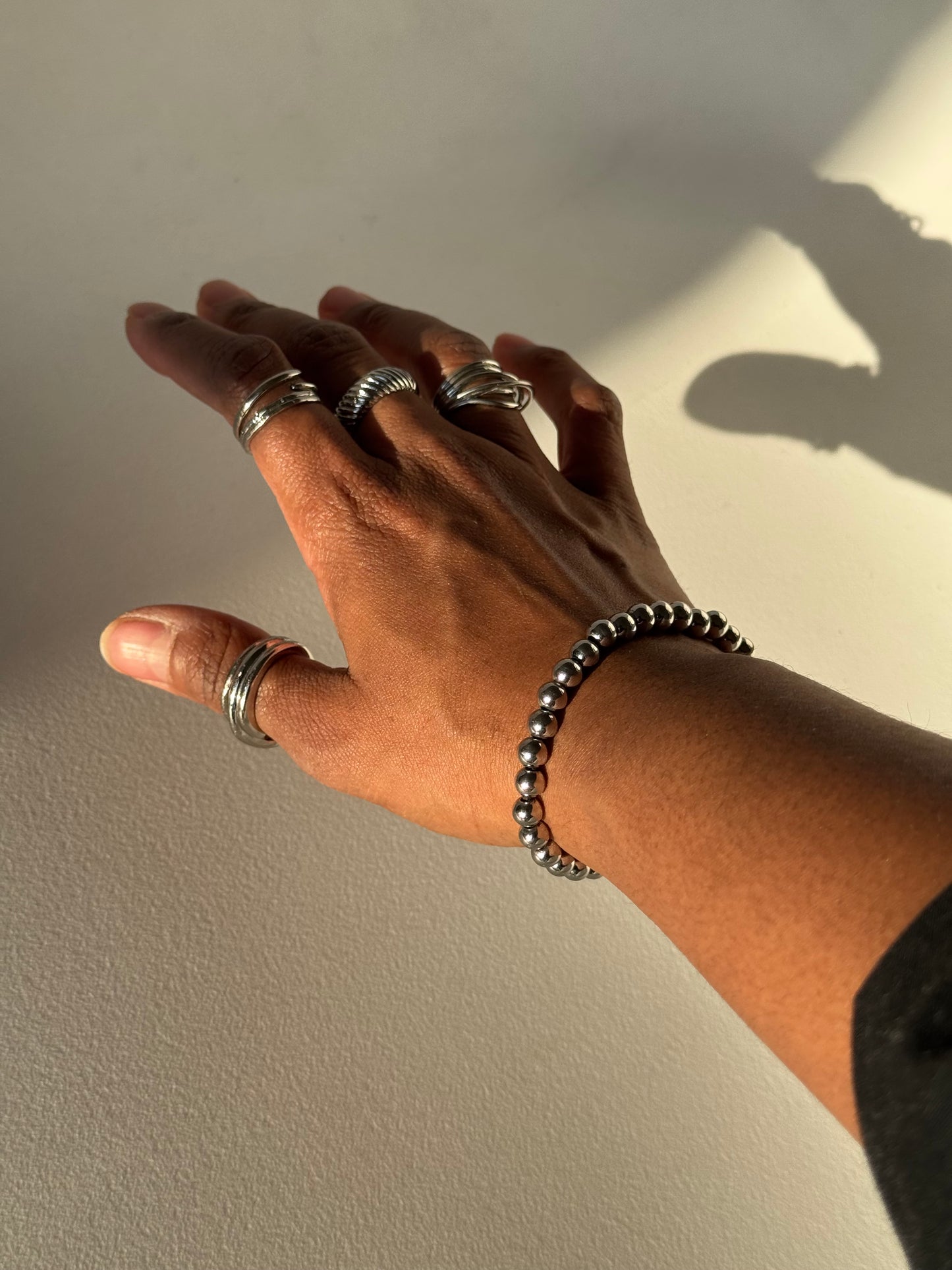 Tyler Stainless Steel Bead Bracelet In Silver 