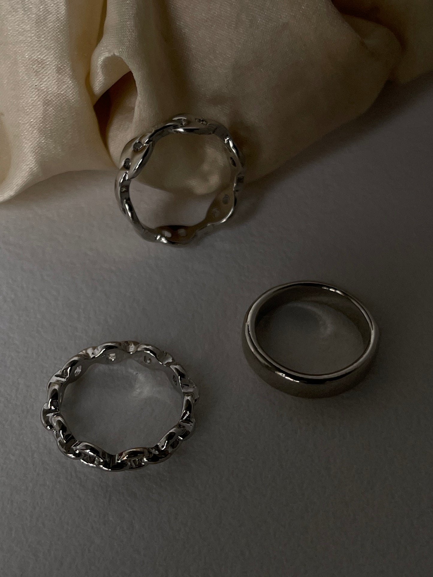 Caleb Links & Band Ring Set In Silver