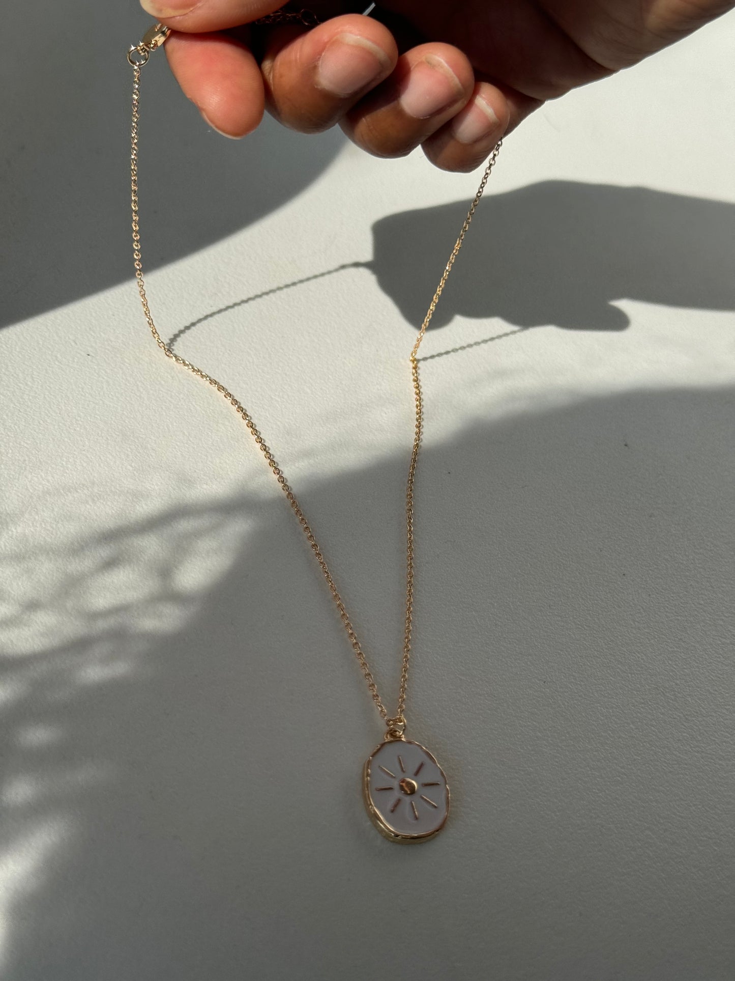 Organic Gold Rim Texas Sun Necklace In Ivory Gold