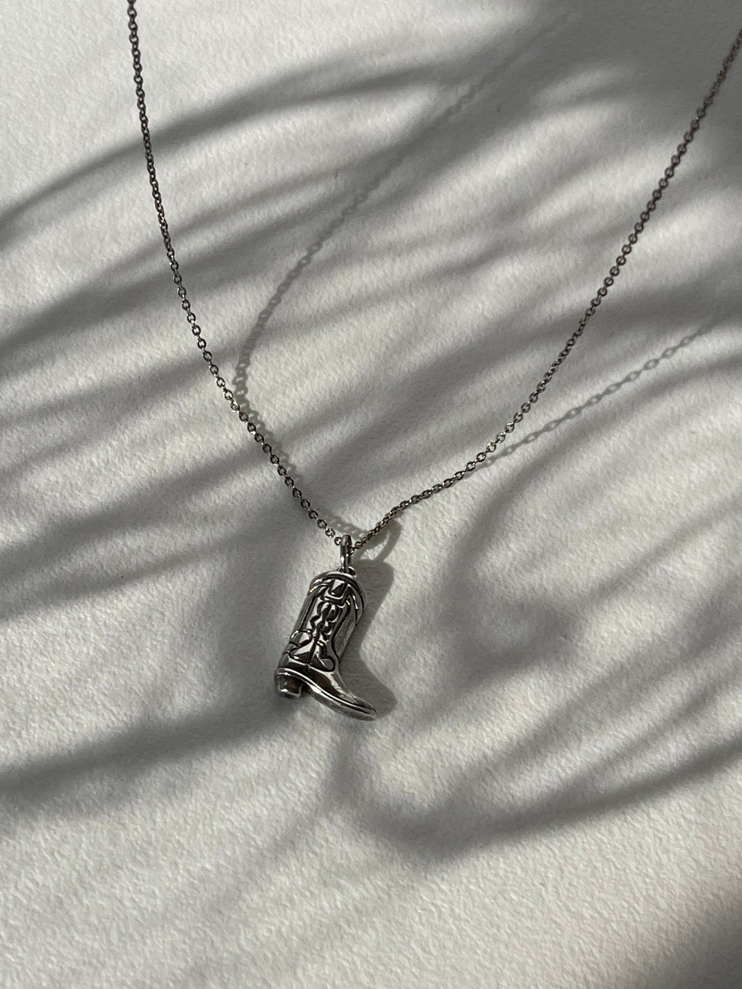 Cooper Classic Western Boot Necklace In Vintage Silver