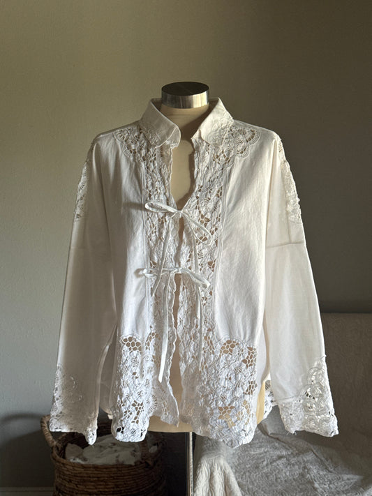 Ladell Handcrafted Vintage Tie Front Shacket
