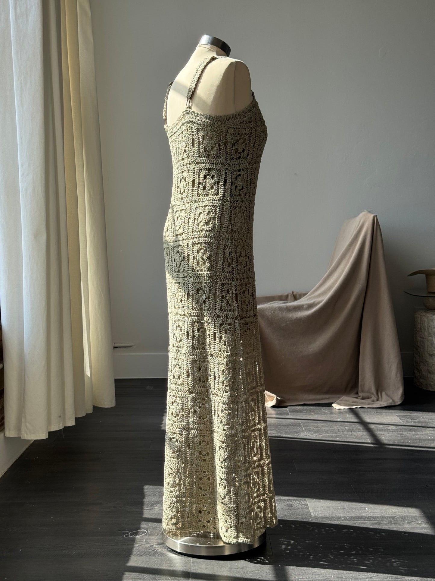 Melissa Cotton Crochet Maxi Dress In Sage