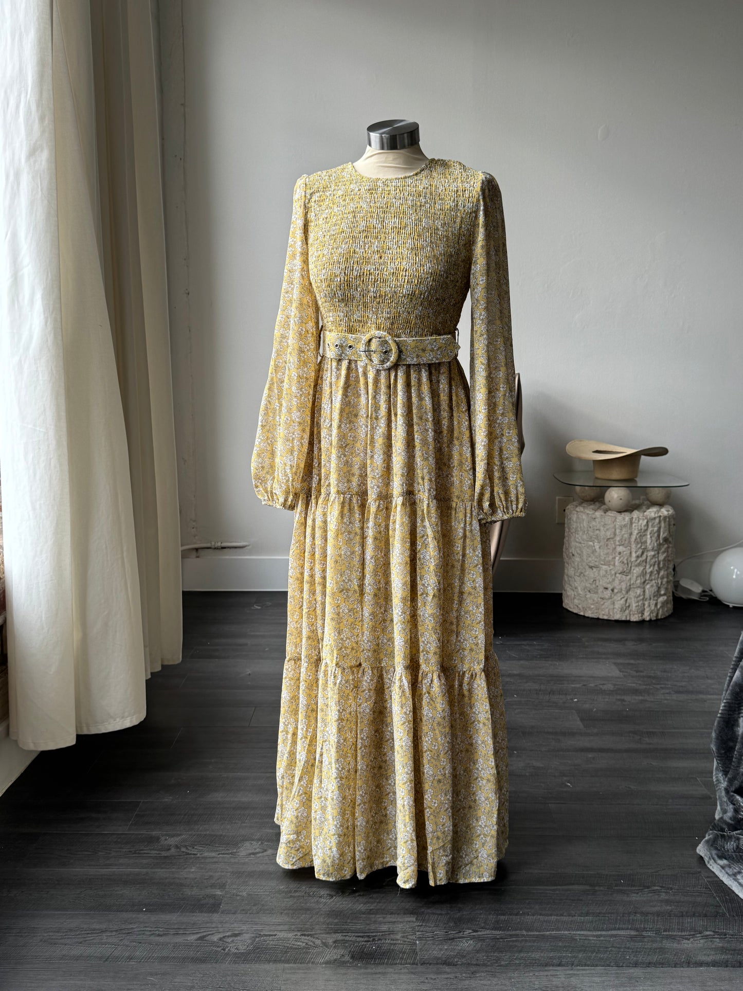 Melissa Floral Belted Maxi Dress In Blonde