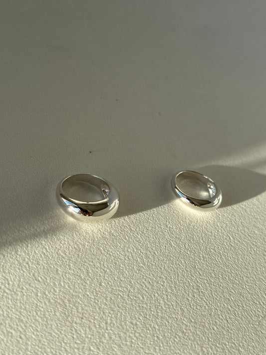 Paula Double Dome Ring Set In Silver