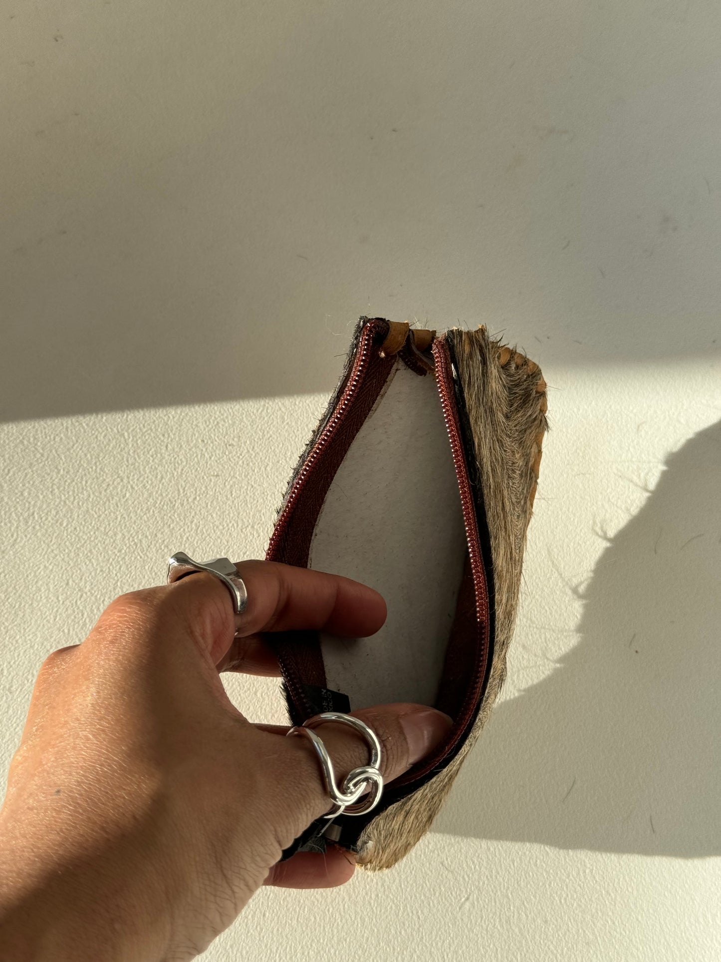 Able Artisan Cowhide Genuine Leather Wallet Pouch In Sand