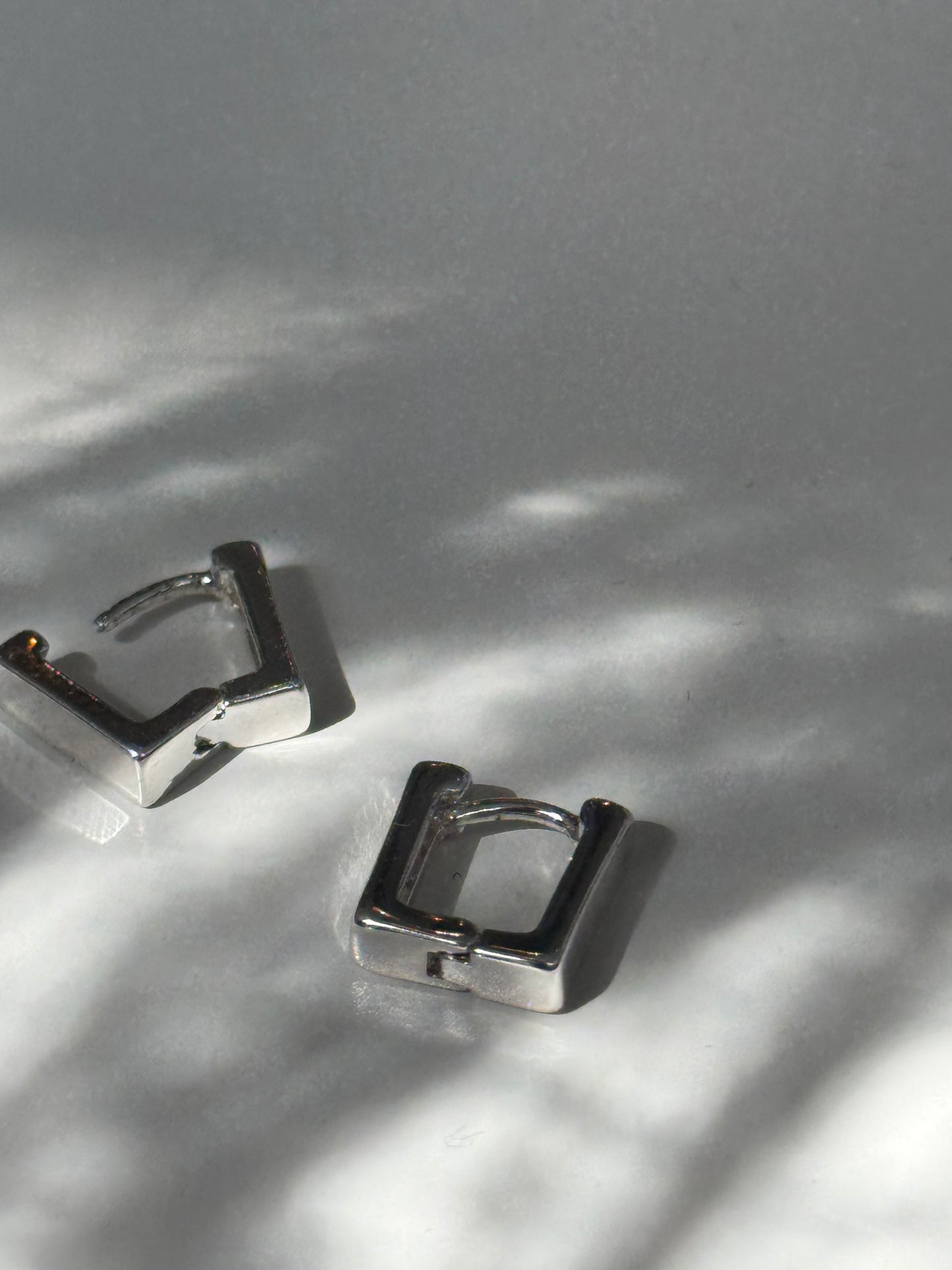 Hinged Mini Square Hug Earring In Silver