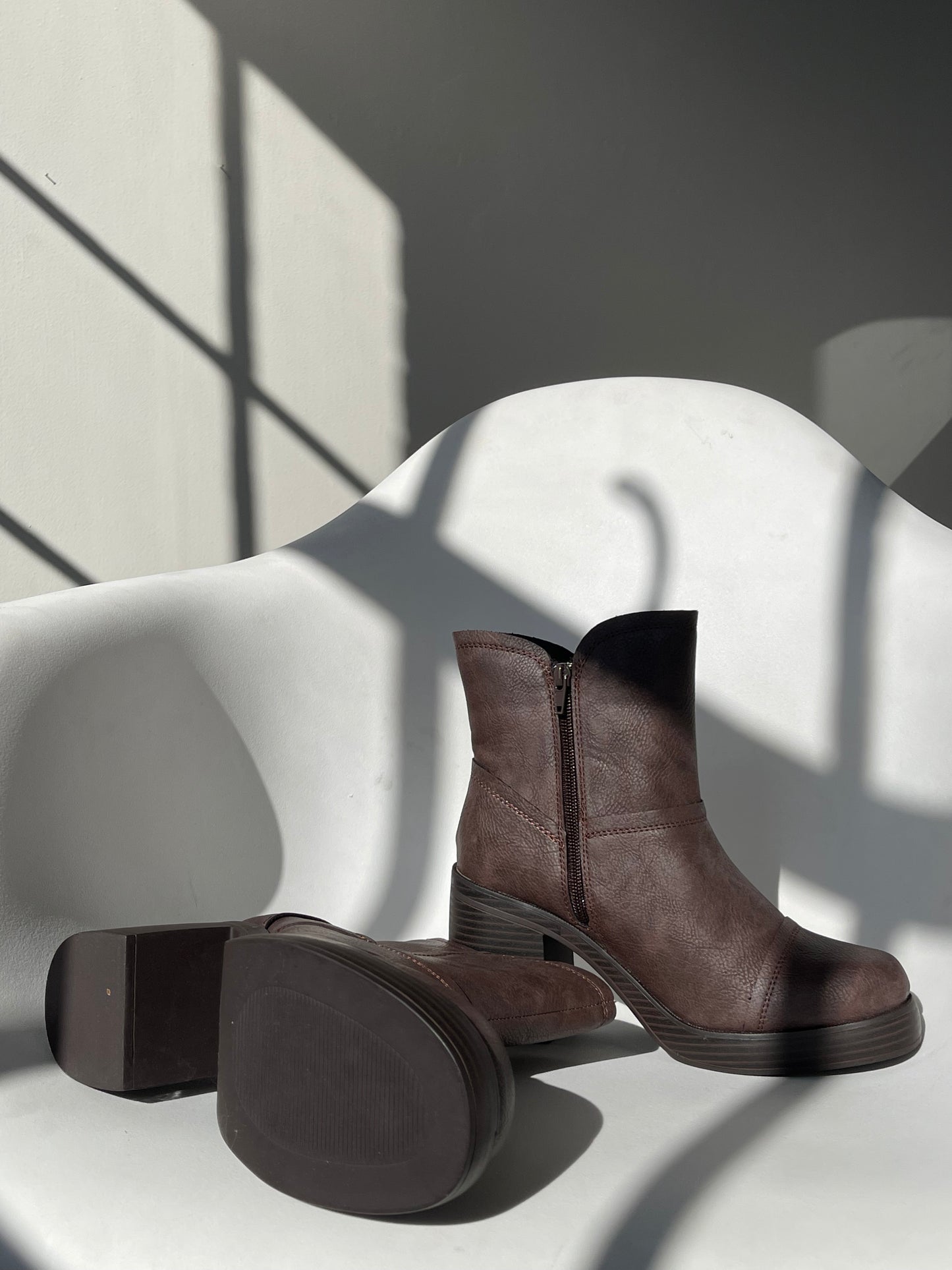 Tyler 70s Style Patchwork Boots In Dark Chocolate
