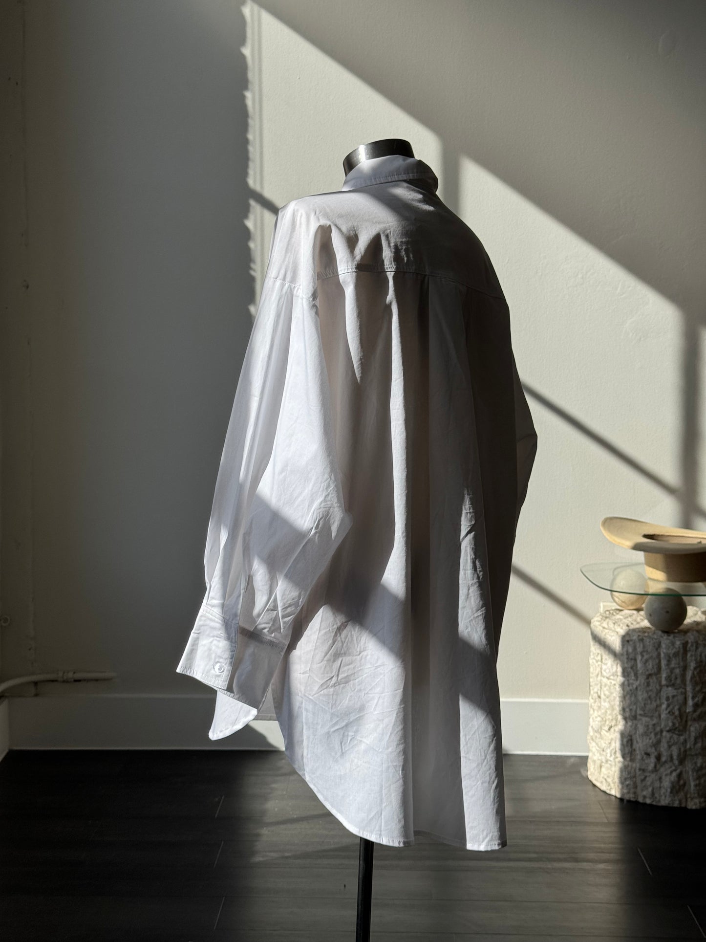 Dorothy Cotton Button Down Dad Shirt In White