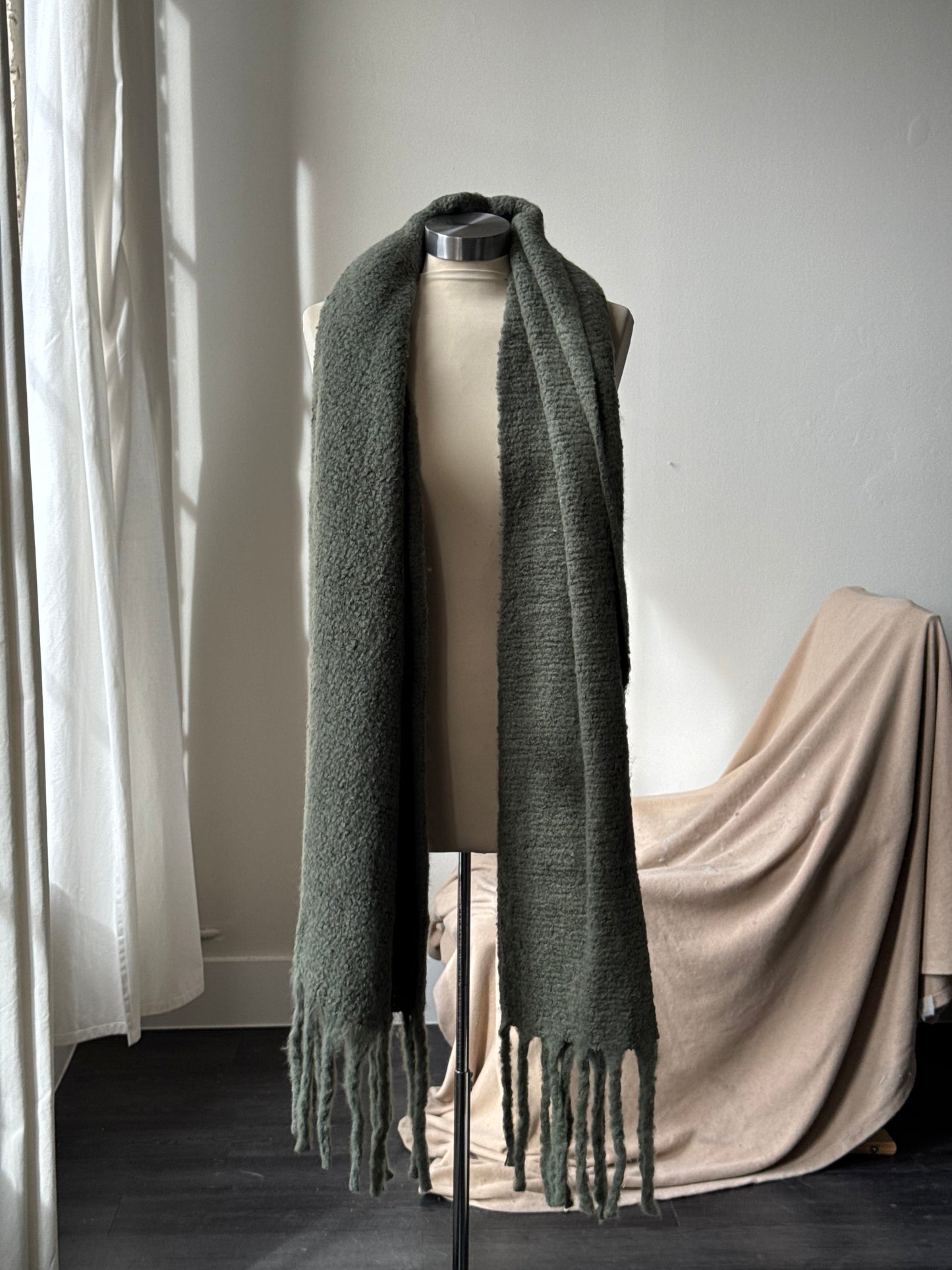 Kylie Ultra Soft Fringe Scarf In Army