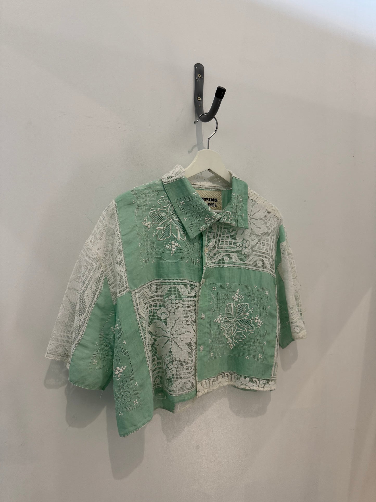 Judy Handcrafted Vintage Crop Top In Sage