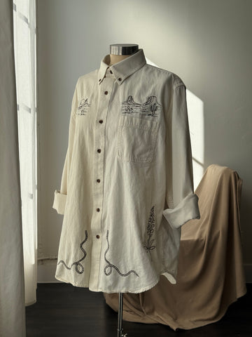 Jaxson Handcrafted Embroidered Shacket In Cream