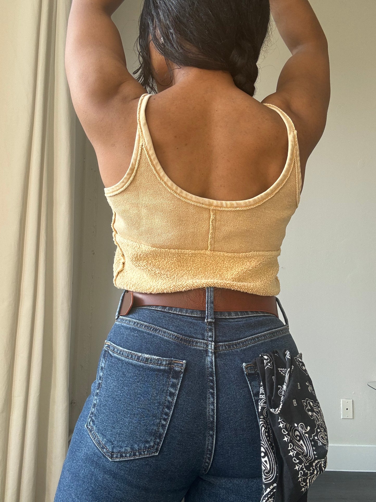 Pauline Cotton Lace Front Crop Top In Natural