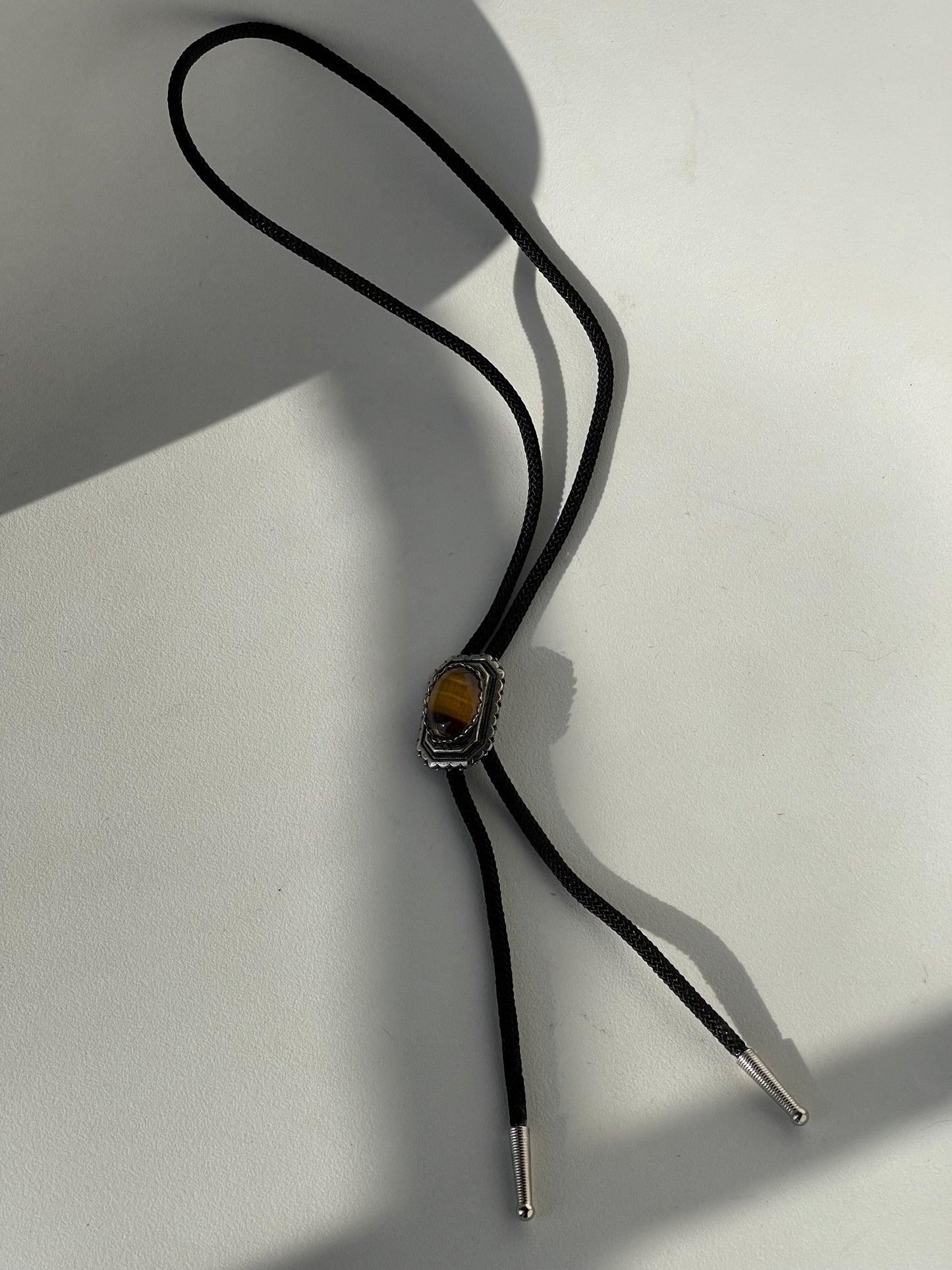 Tiger Eye Handmade Black Cord Bolo