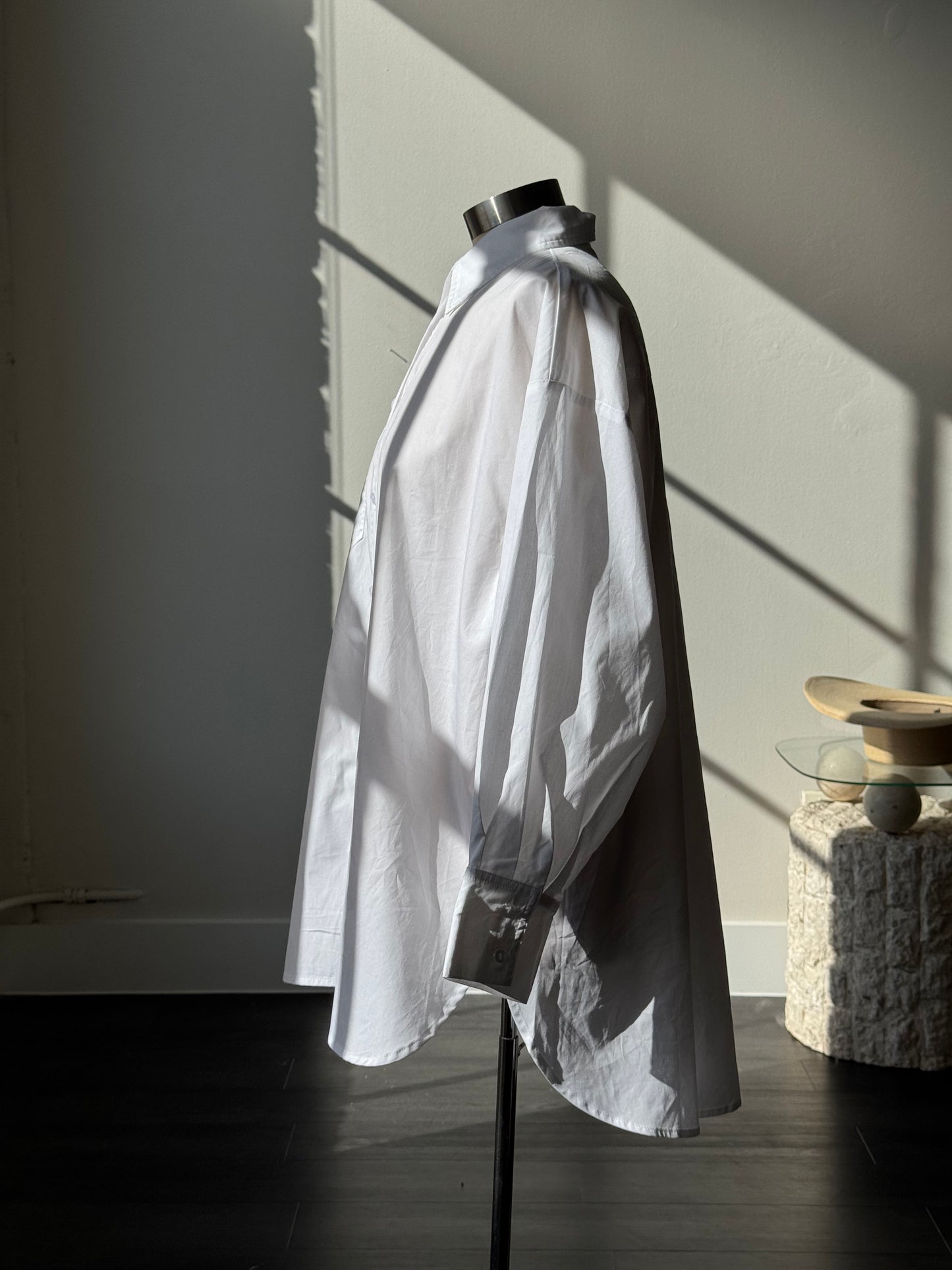 Dorothy Cotton Button Down Dad Shirt In White